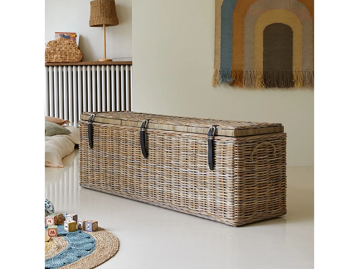 Cassapanca per bambini in fibra naturale Kubu 150