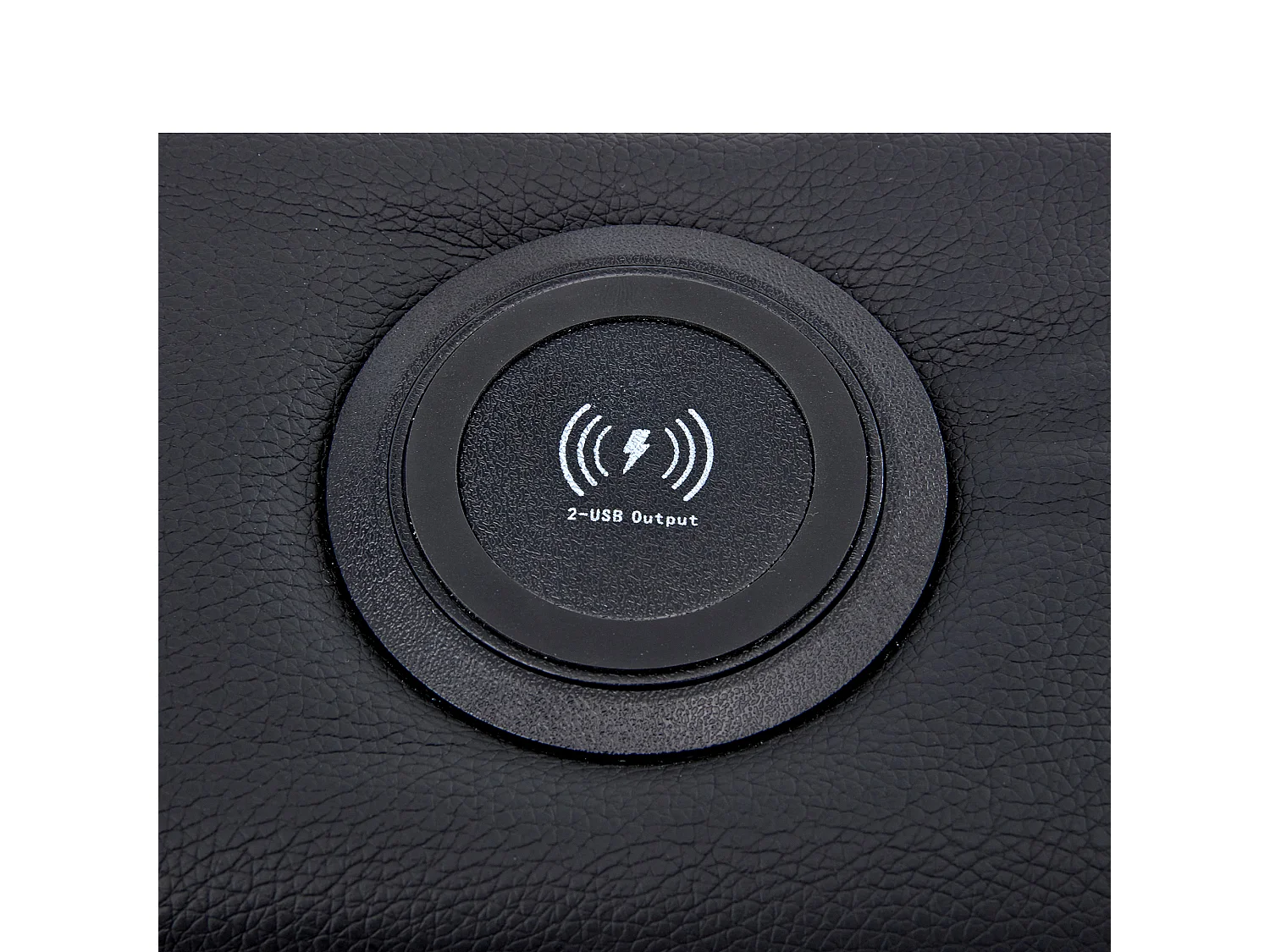 Lit coffre 160 x 200 cm, port USB, chargement sans fil et filaire, LED et rangement, PU noir, sans matelas