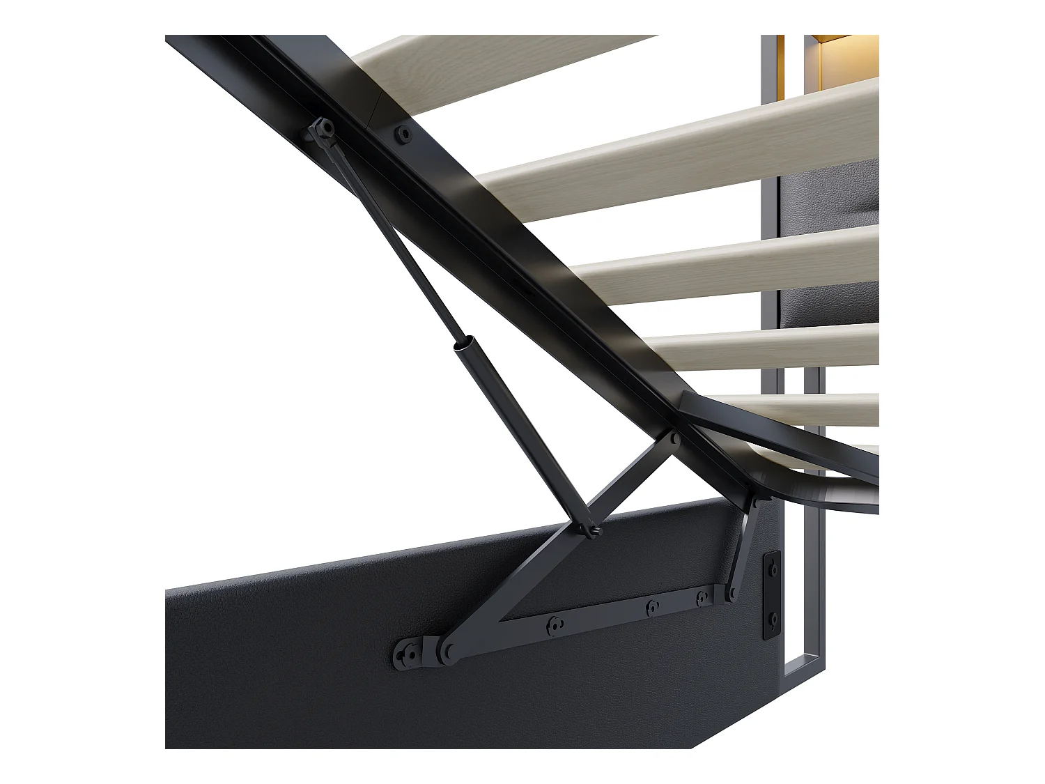 Lit Coffre 140 x 200, Lit Double avec LED et Charge USB, avec espace de rangement, Tete de lit avec Compartiment de Rangement,tissu en PU