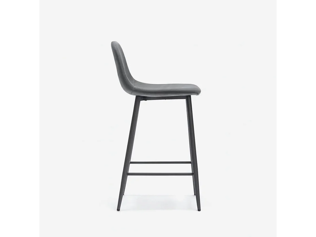 Taburete de cocina en polipiel con respaldo Aria - Gris