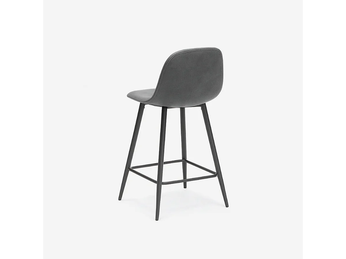 Taburete de cocina en polipiel con respaldo Aria - Gris