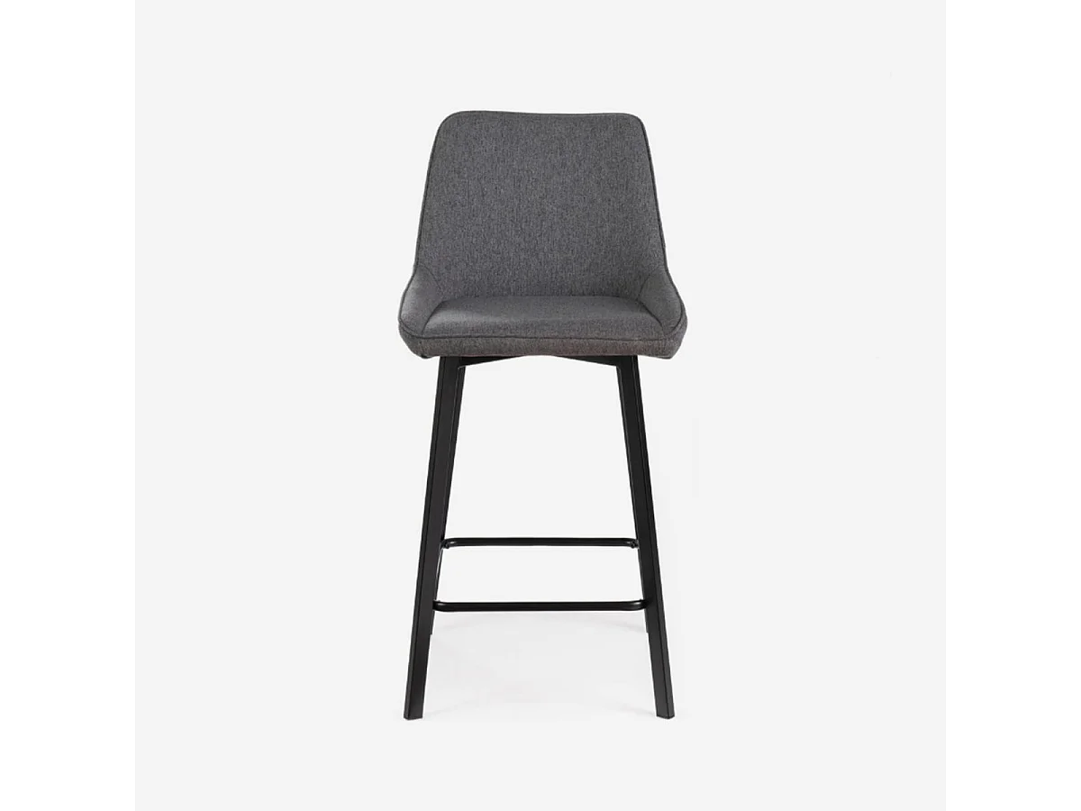 Set de 2 taburetes de cocina tapizados con respaldo Fynn - Gris Oscuro