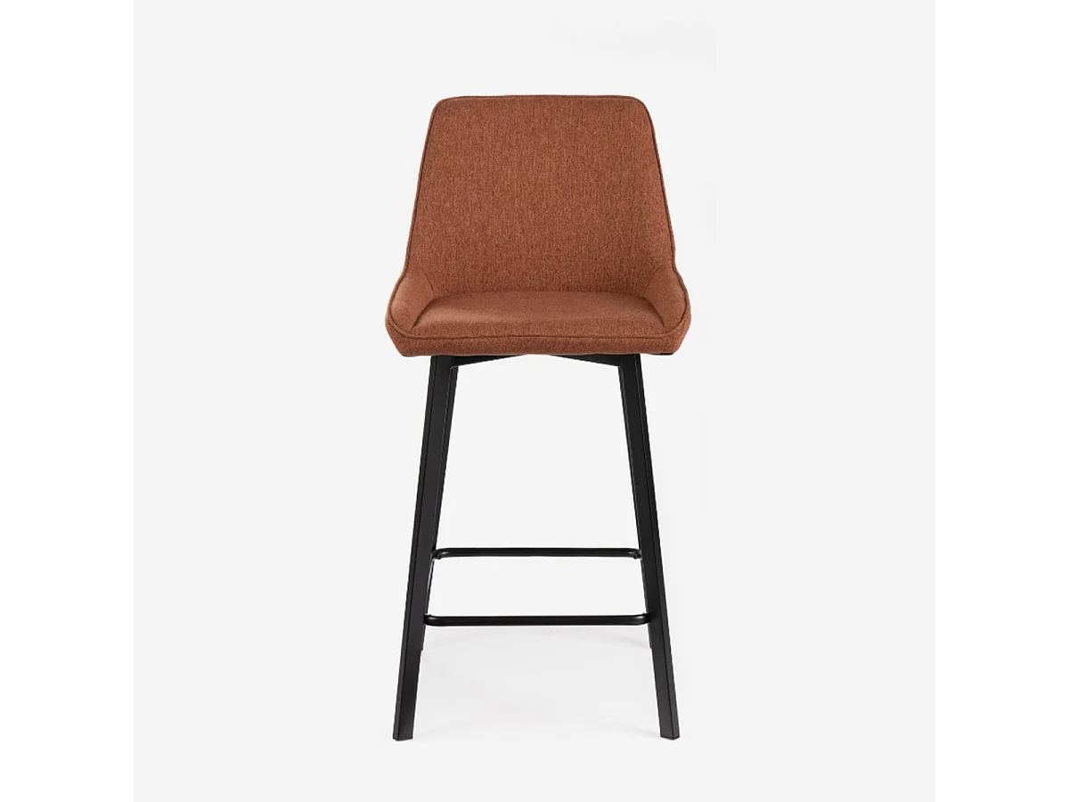 Set de 2 Taburetes de Bar Contemporáneos en Microfibra de Poliéster con Patas de Metal Negro Mate y Reposapiés