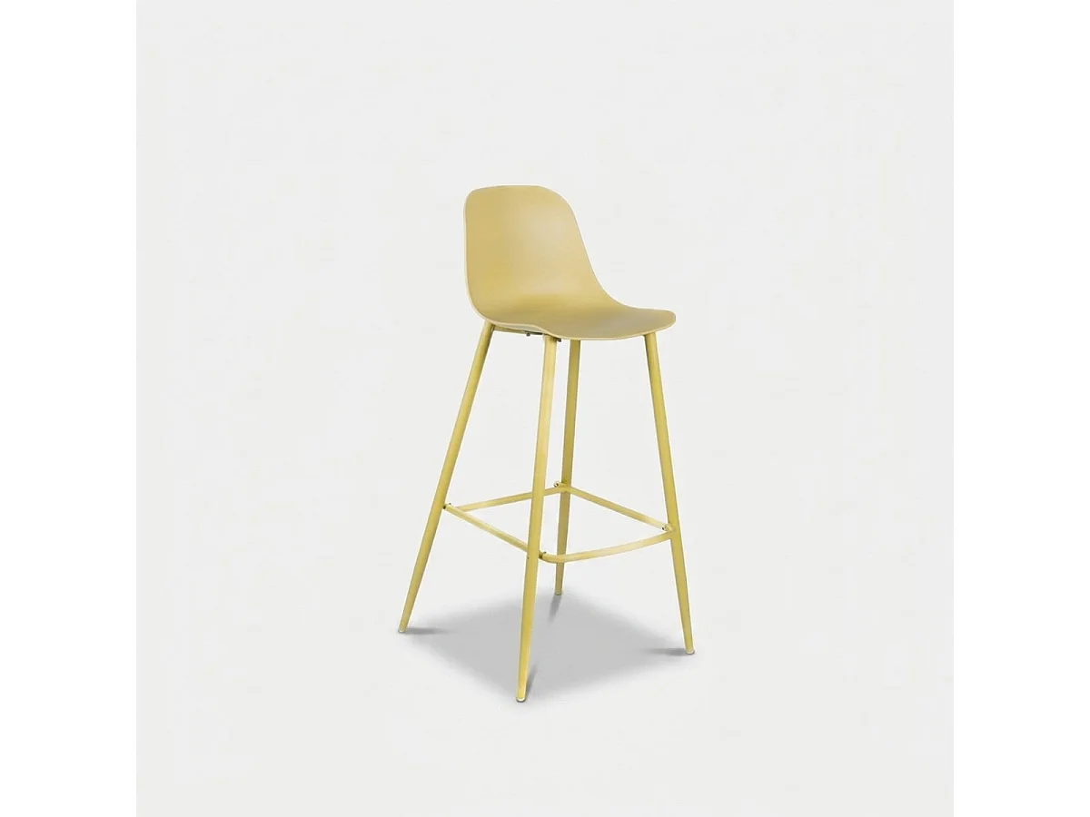 Set de 4 taburetes de cocina en polipropileno y metal Mira - Amarillo