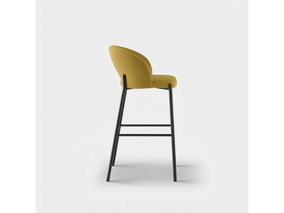 Set aus 2 Küchenbarhockern aus Stoff und Metall mit Fußstütze Nia