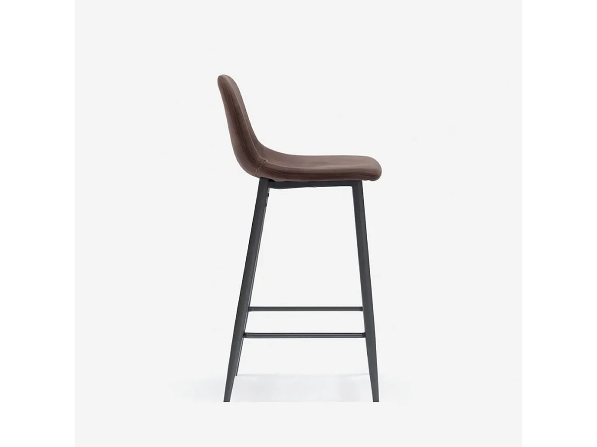 Taburete de cocina en polipiel con respaldo Aria - Marron oscuro