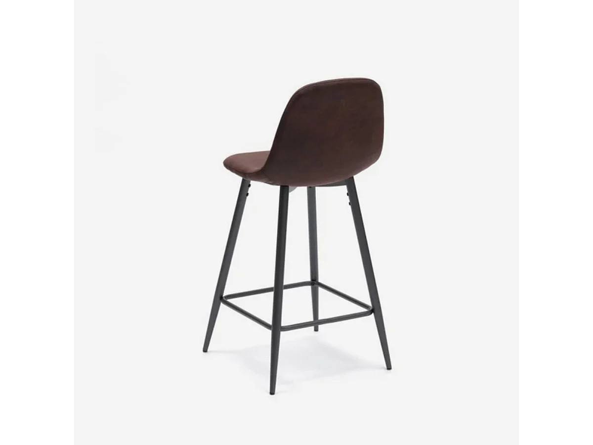 Taburete de cocina en polipiel con respaldo Aria - Marron oscuro