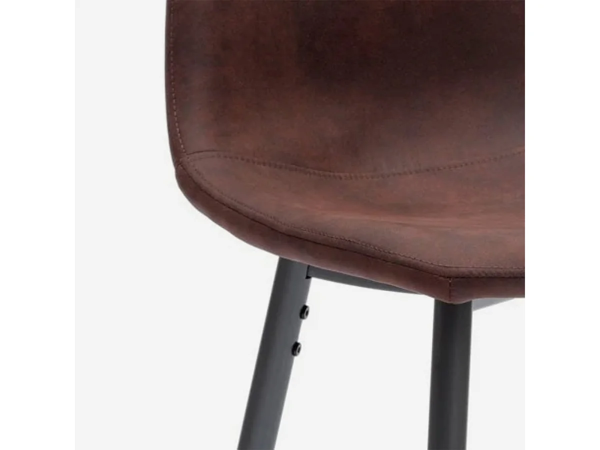 Taburete de cocina en polipiel con respaldo Aria - Marron oscuro