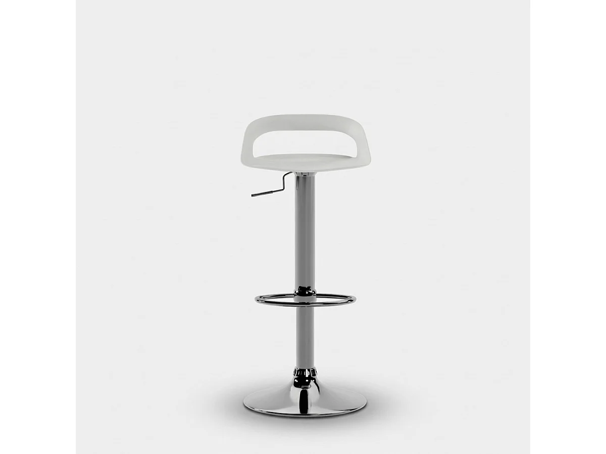Taburete de cocina regulable de polipropileno y metal Liam - Blanco