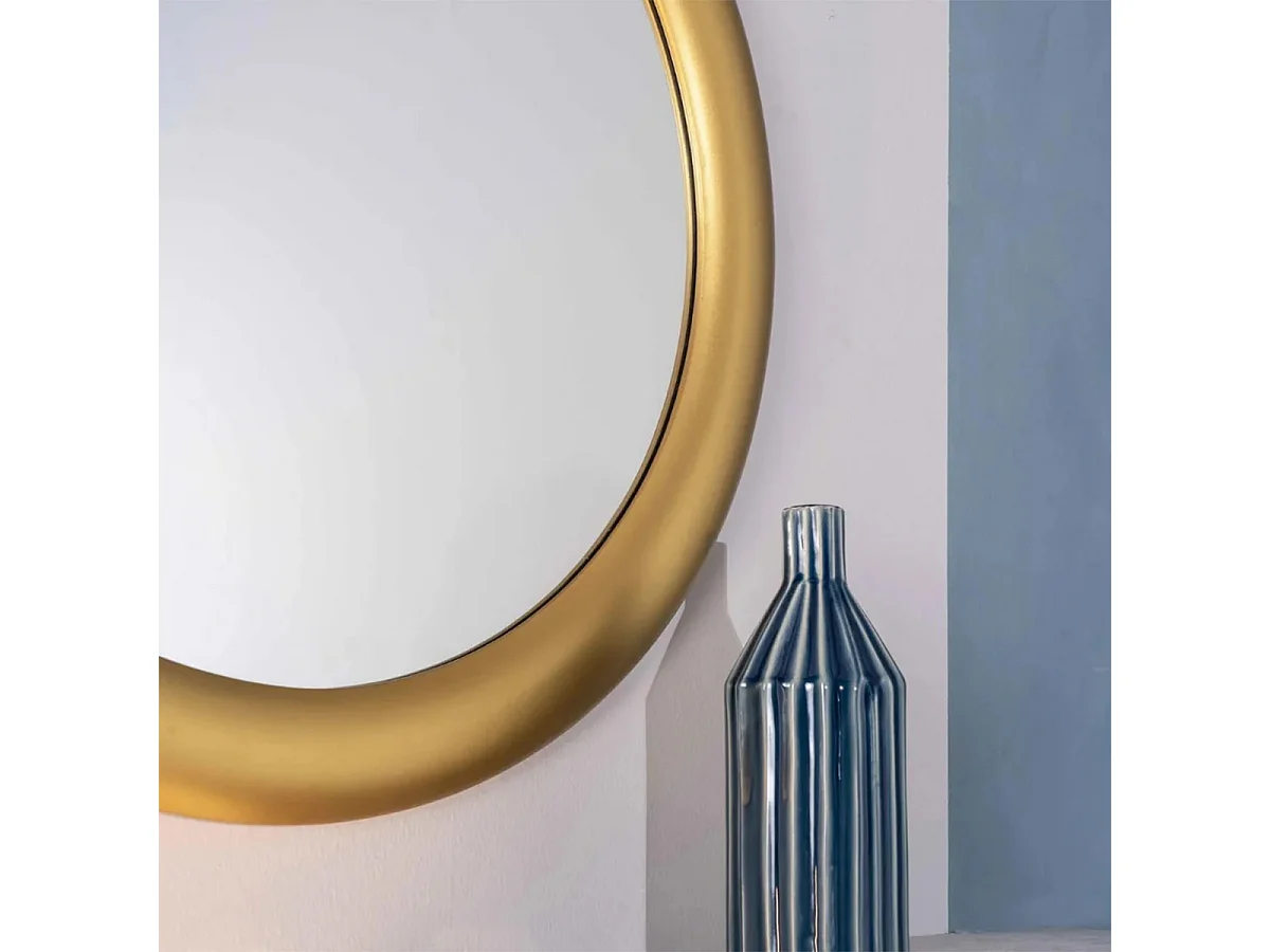 Runder Design-Wandspiegel aus Holz Clarity