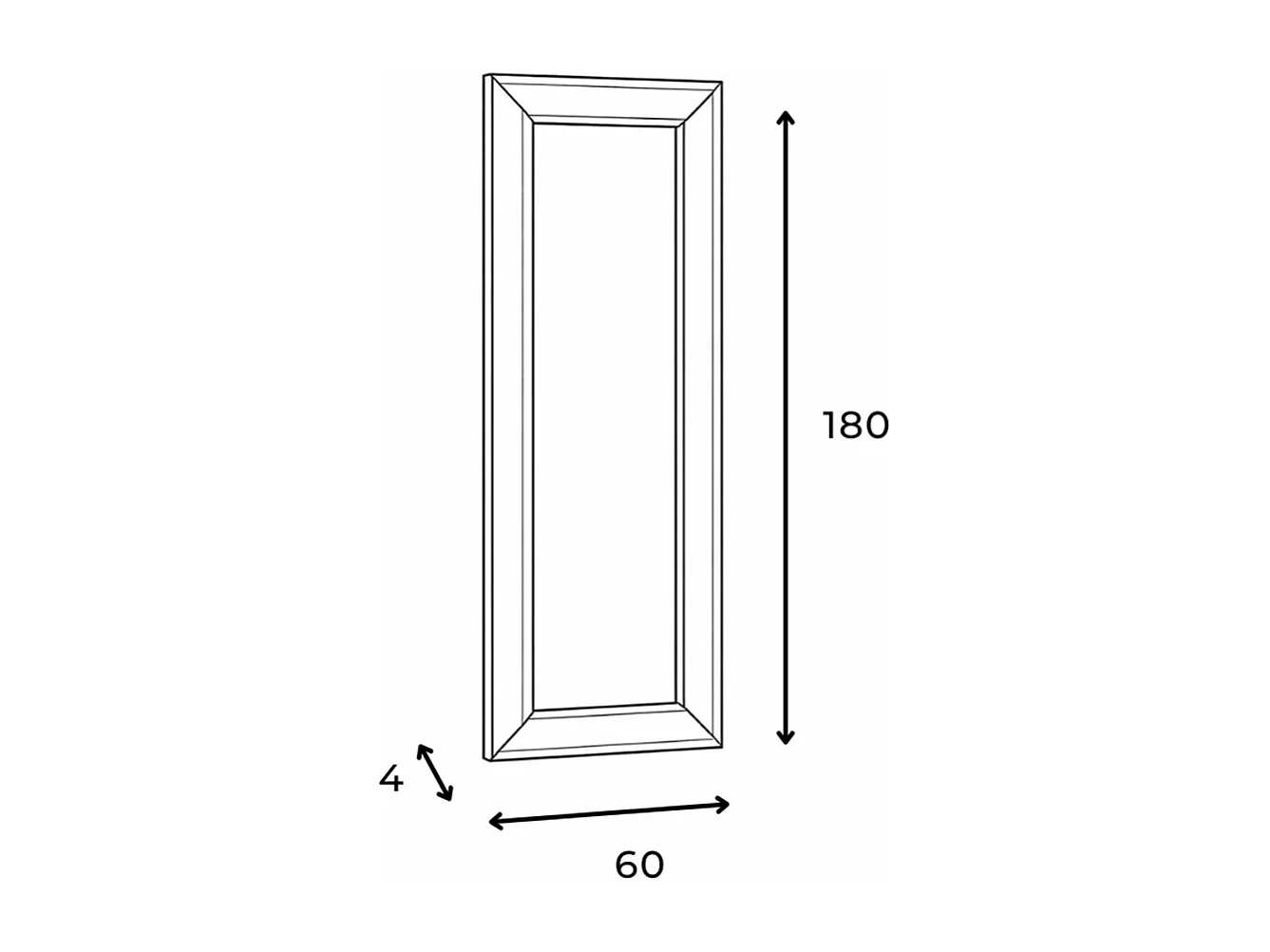 Espejo de pared rectangular 180x60 de diseño moderno Erecto