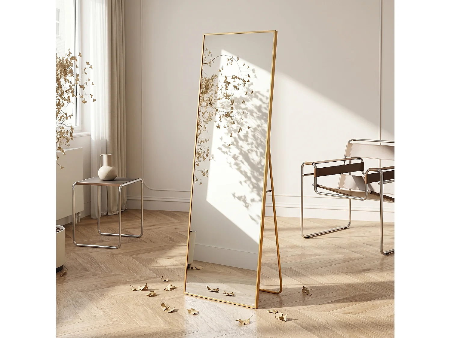 Vrijstaande spiegel - Metalen frame - 162 x 53 cm - Verstelbare kantelhoek - Voor woonkamer of kleedkamer