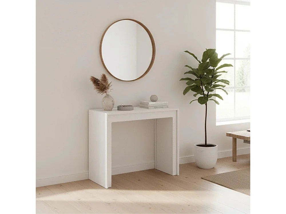 Consola extensible ahorraespacio en MDF antirrayaduras Made in Italy Nivara - Blanco