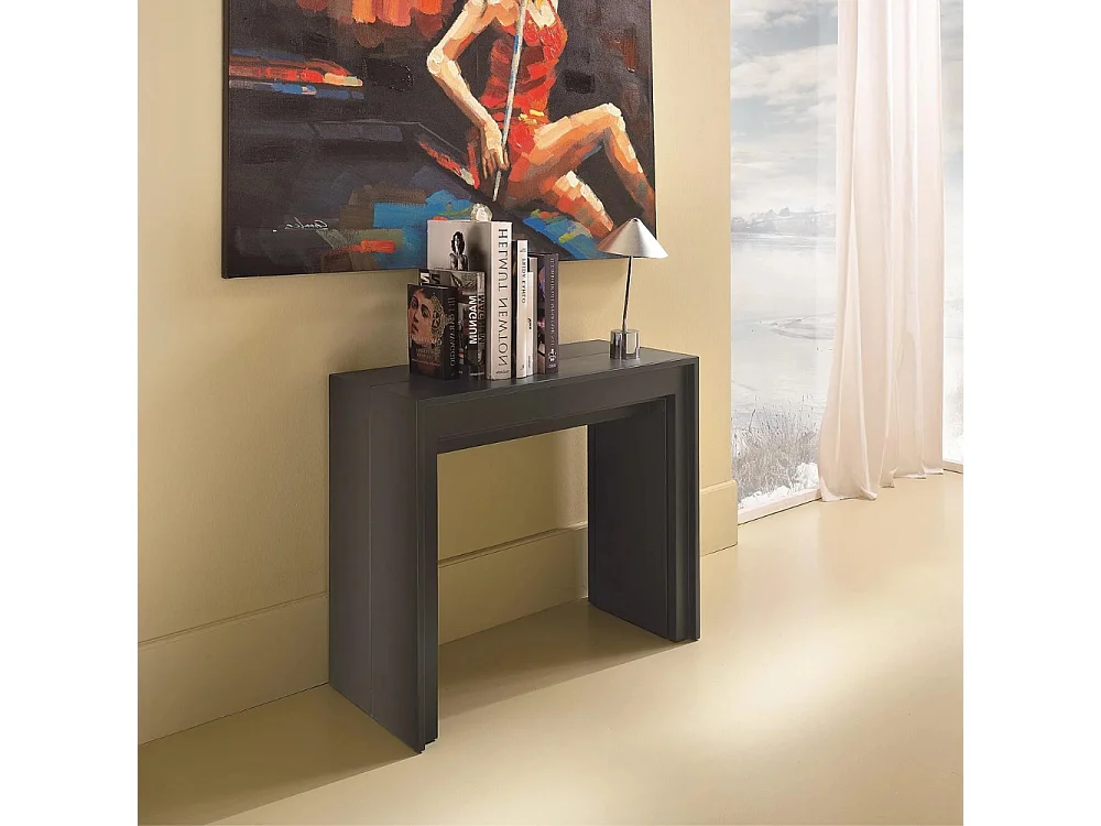 Consola extensible ahorraespacio en MDF antirrayaduras Made in Italy Nivara - Negro