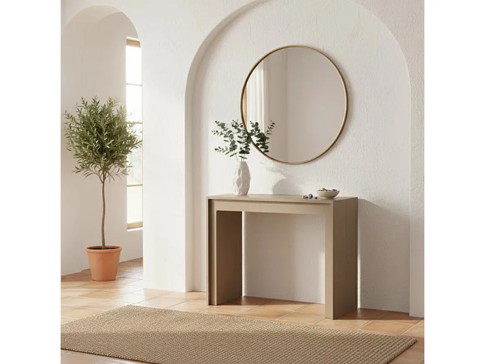 Nivara, Consolle allungabile in MDF Tortora (90cm X 42,5/302,5cm H. 78cm) Made in Italy