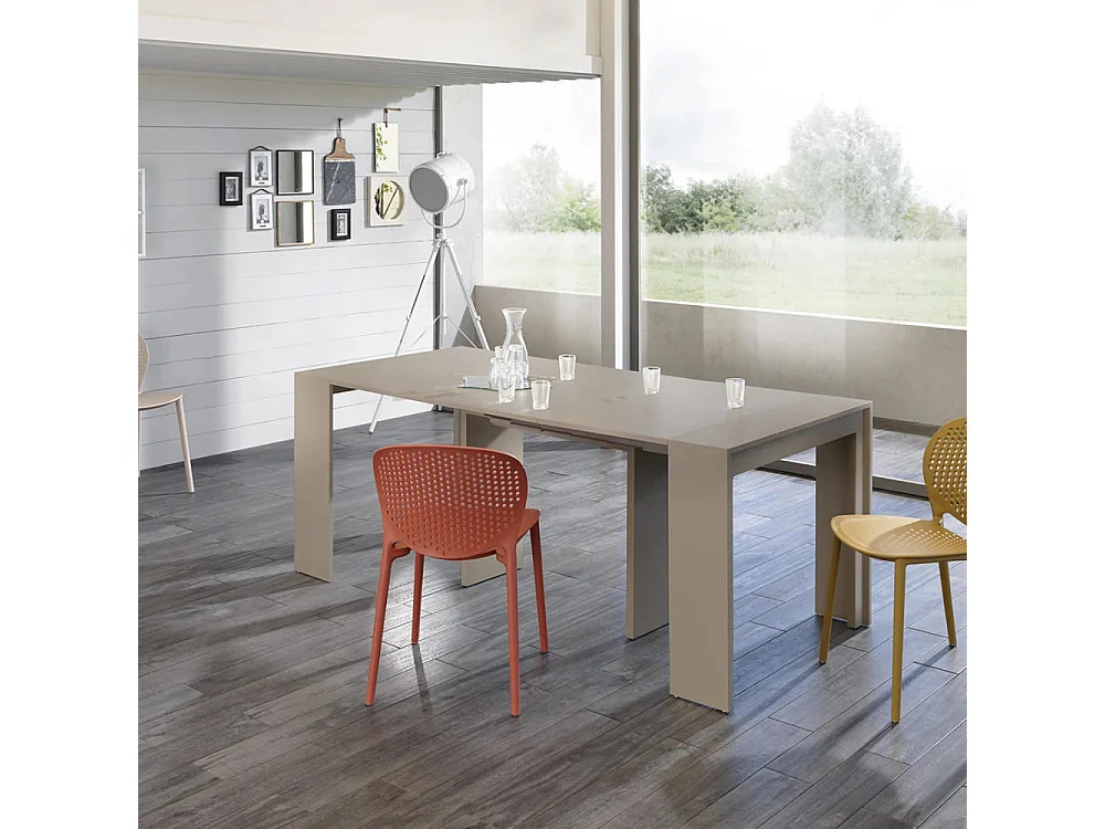 Nivara, Consolle allungabile in MDF Tortora (90cm X 42,5/302,5cm H. 78cm) Made in Italy