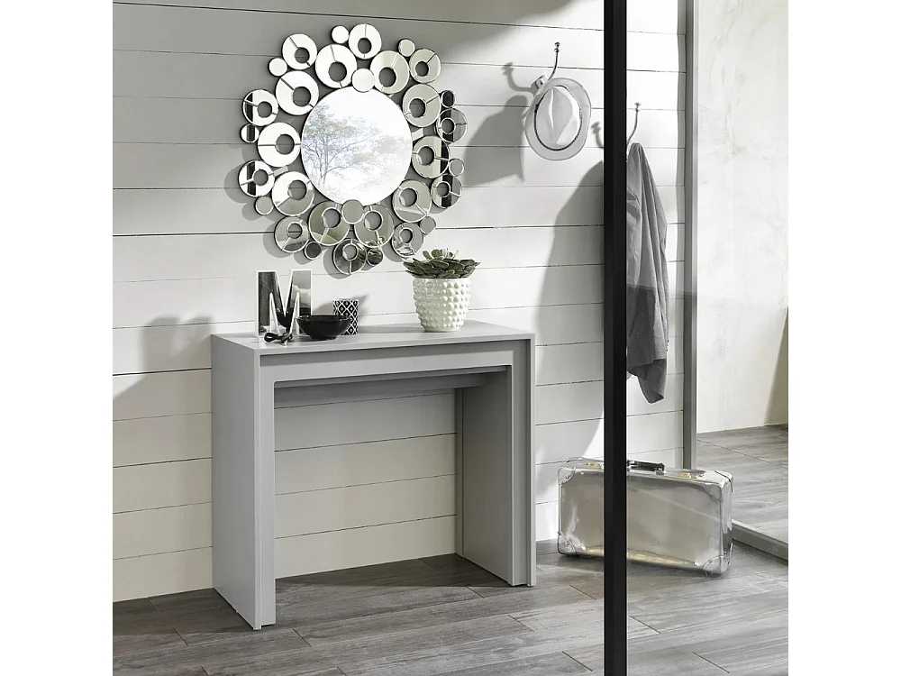Consola extensible ahorraespacio en MDF antirrayaduras Made in Italy Nivara - Gris