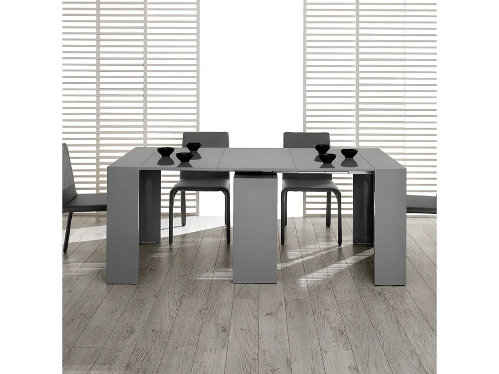 Consola extensible ahorraespacio en MDF antirrayaduras Made in Italy Nivara - Gris