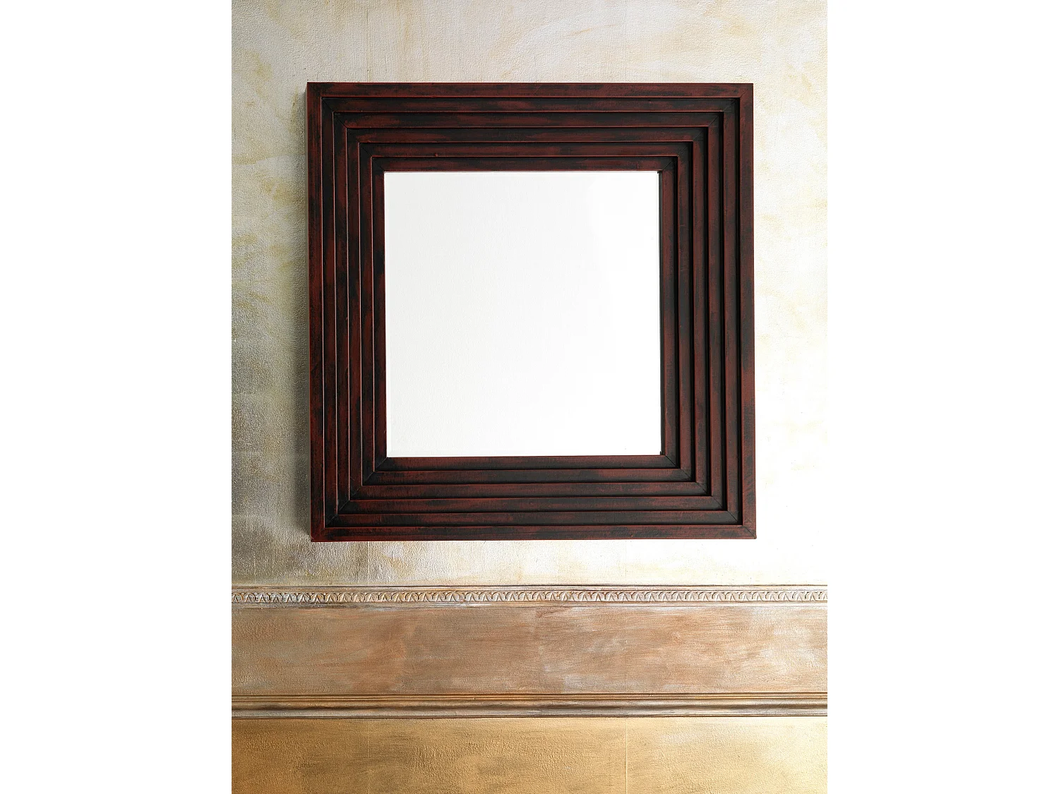 Espejo de pared de diseño en madera y vidrio Borders