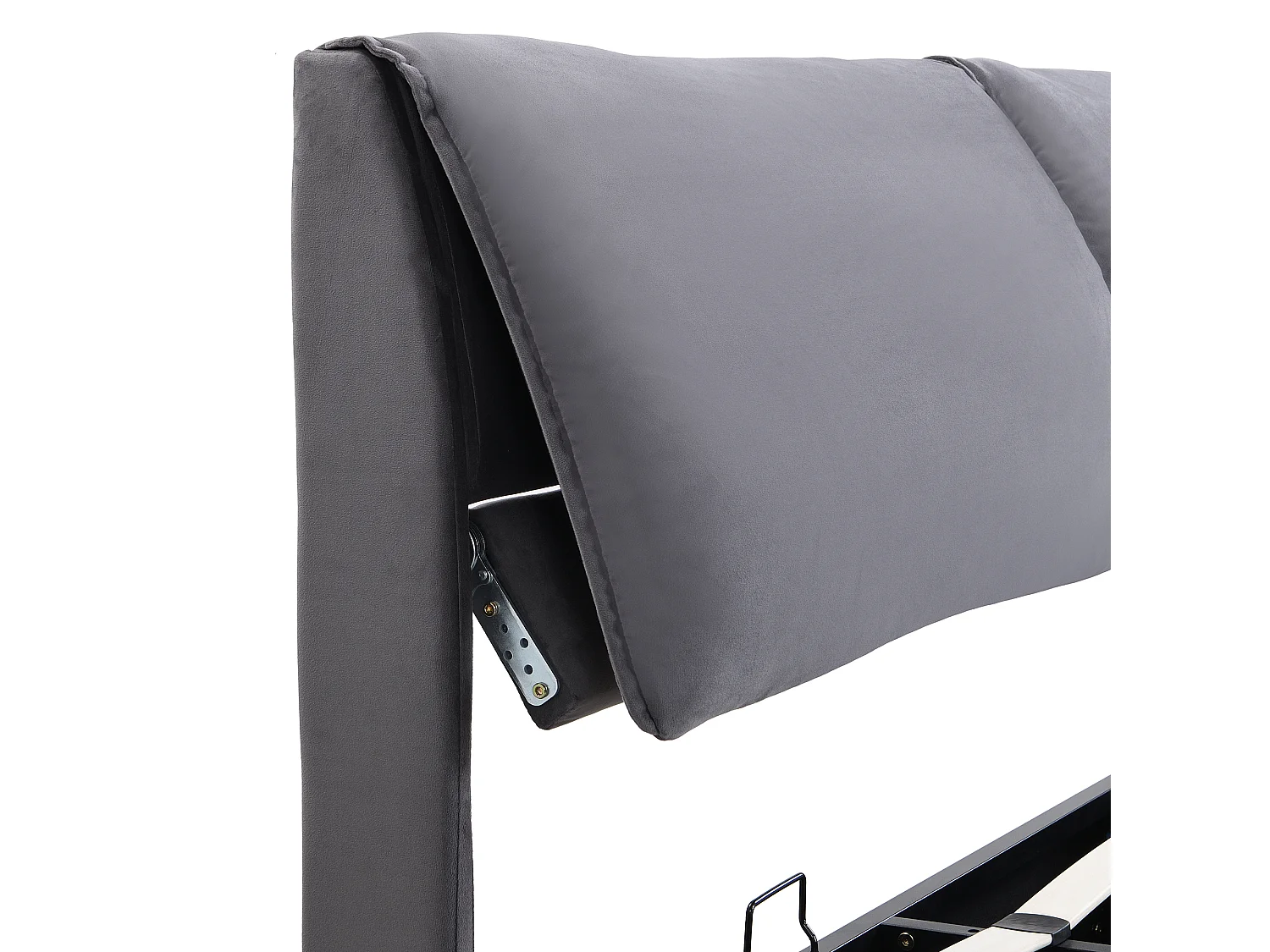 Lit coffre moderne180 x 200 cm, tiroirs, sommier à lattes, tête de lit, velours gris, sans matelas