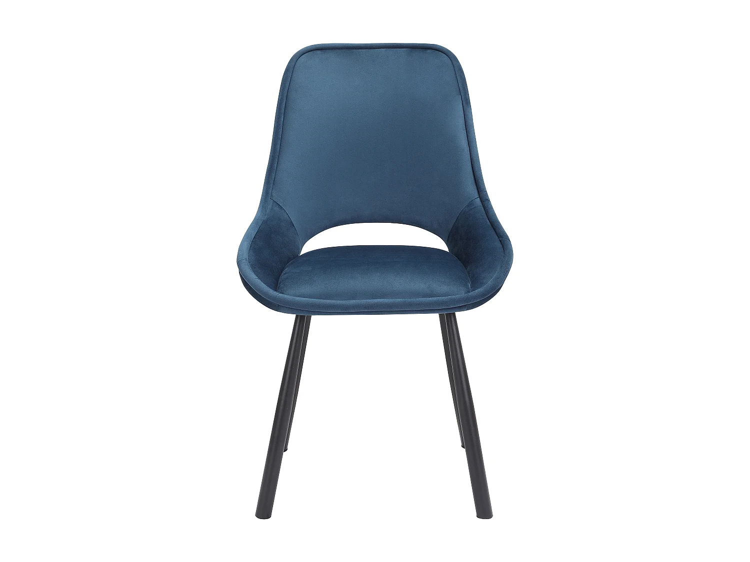Eliza | Chaise de salle à manger en velours bleu foncé avec pieds en métal noir - Lot de 2