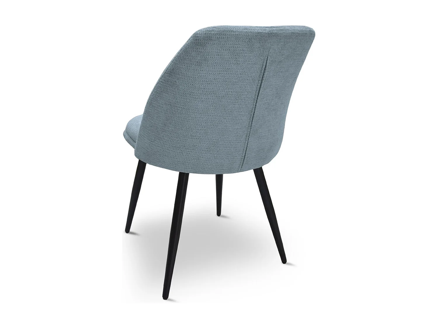 Chaise de salle à manger Kety en microfibre bleu clair avec pieds en métal noir