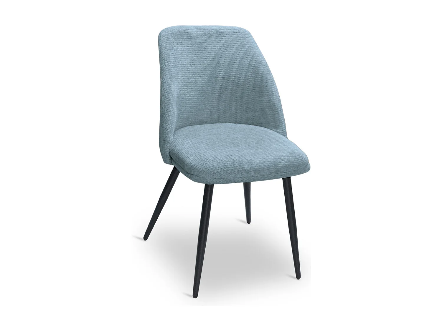 Chaise de salle à manger Kety en microfibre bleu clair avec pieds en métal noir