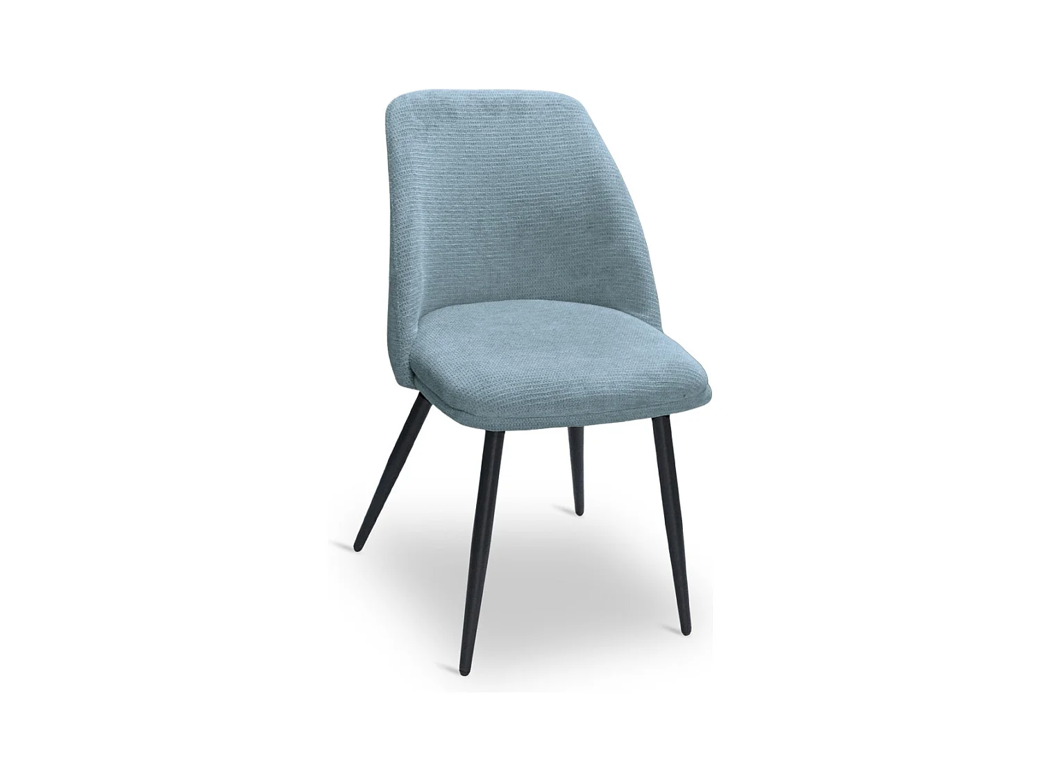 Chaise de salle à manger Kety en microfibre bleu clair avec pieds en métal noir