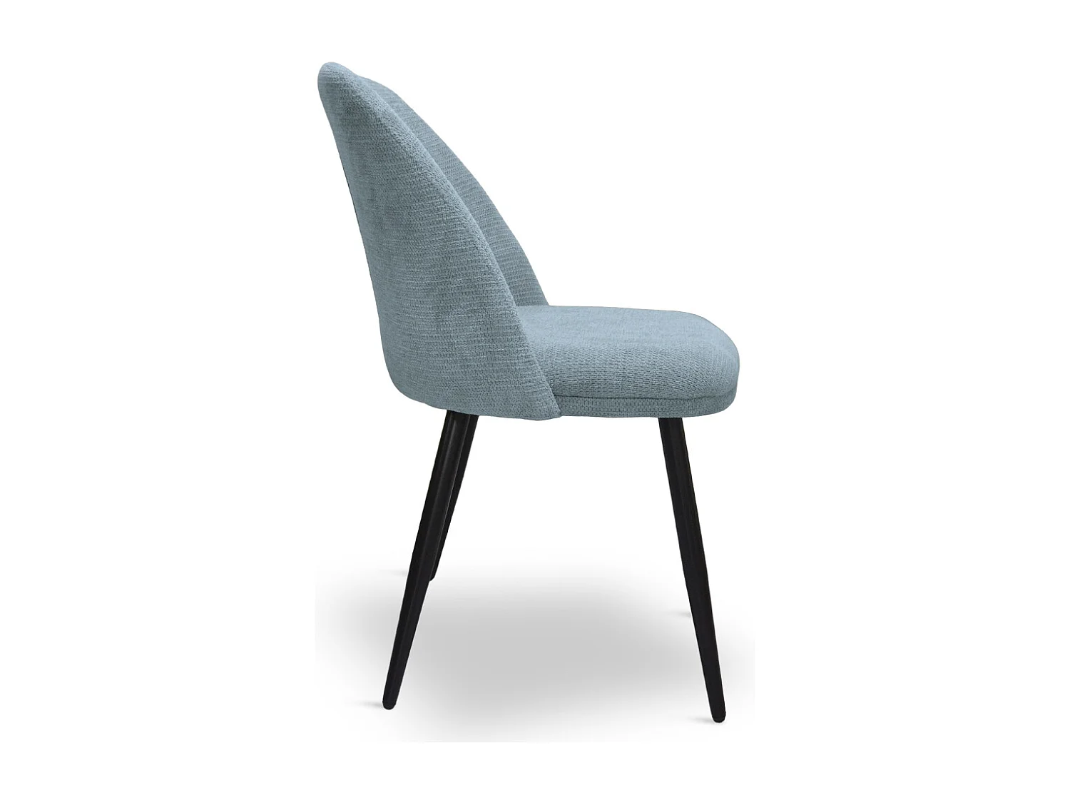 Chaise de salle à manger Kety en microfibre bleu clair avec pieds en métal noir