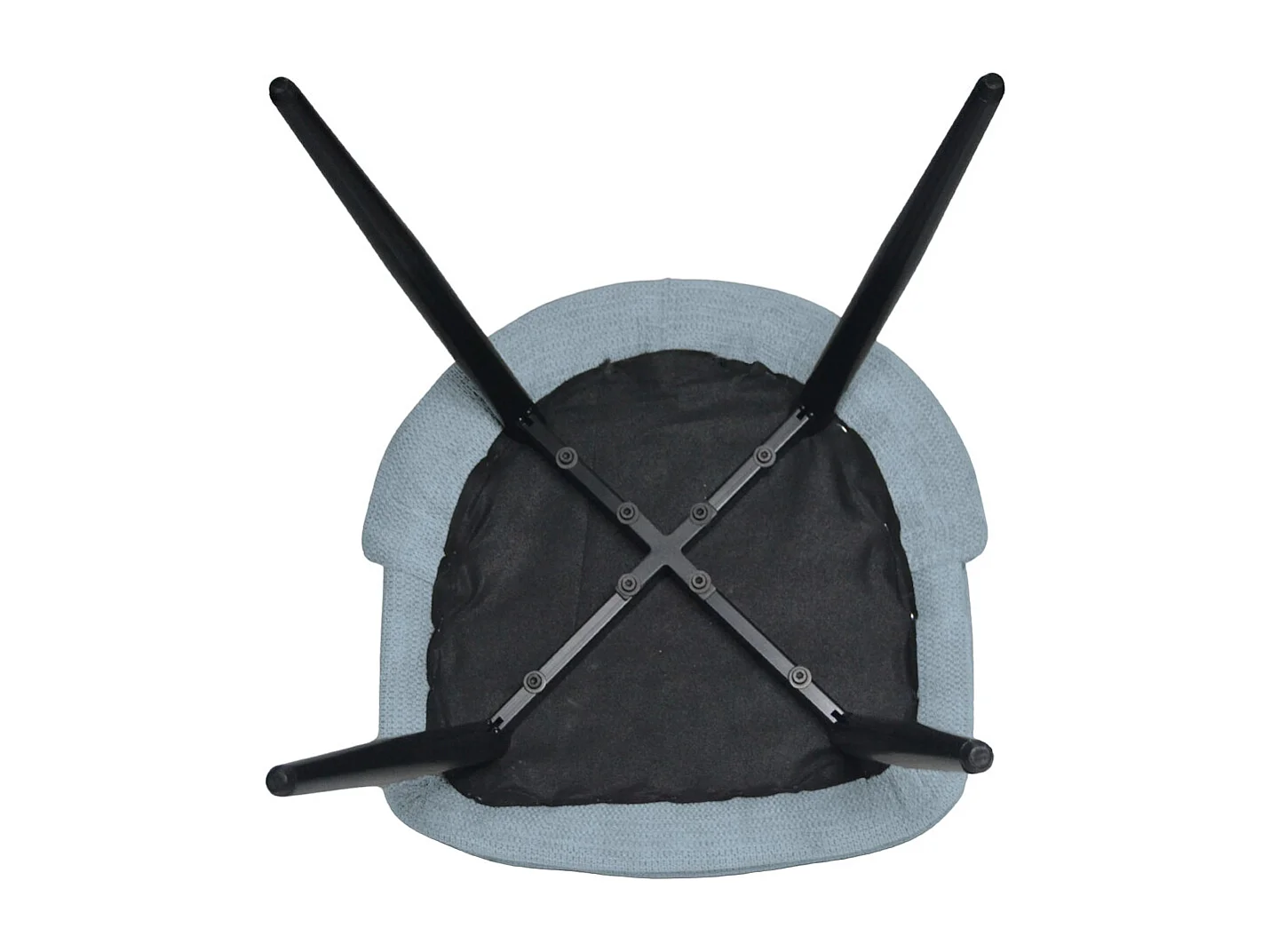 Chaise de salle à manger Kety en microfibre bleu clair avec pieds en métal noir