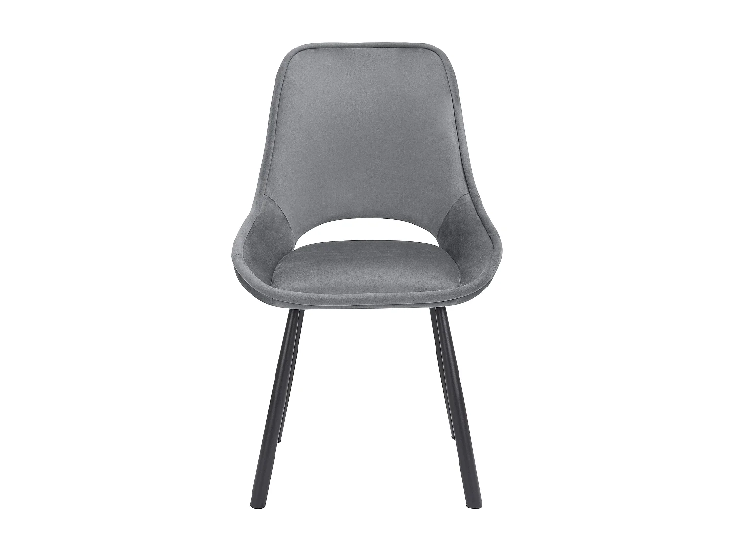 Eliza | Chaise de salle à manger en velours gris clair avec pieds en métal noir - Lot de 2