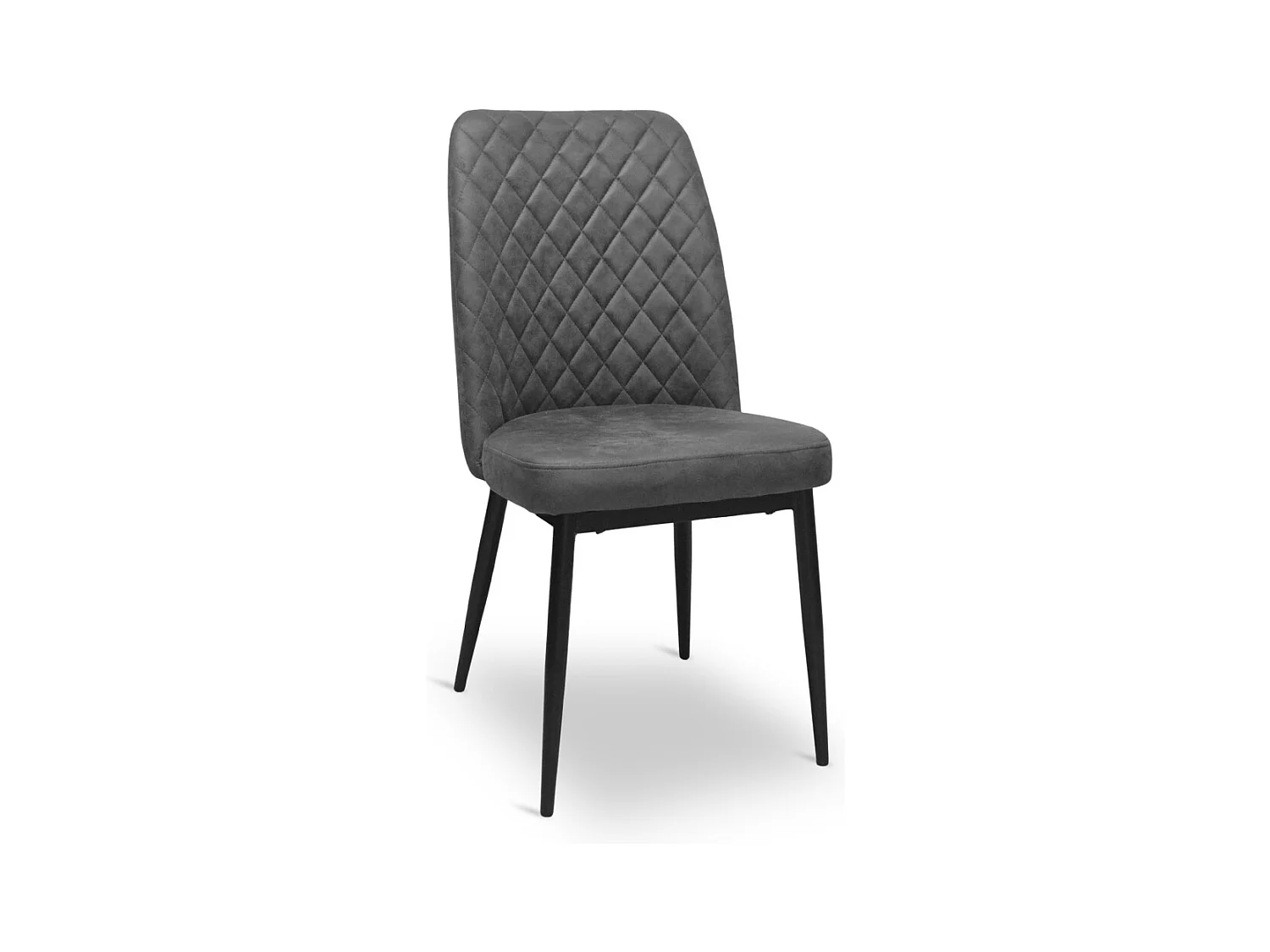 Chaise de salle à manger Alma en microfibre nubuck gris foncé avec pieds en métal noir