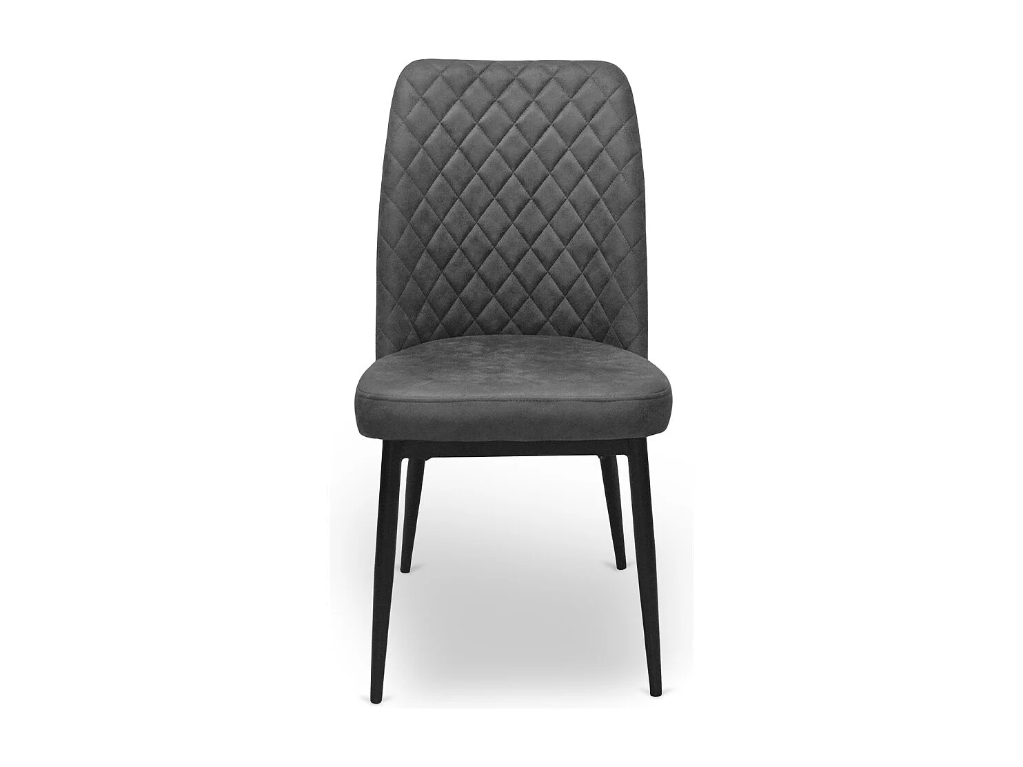 Alma eetkamerstoel in donkergrijs nubuck microvezel met zwarte metalen poten