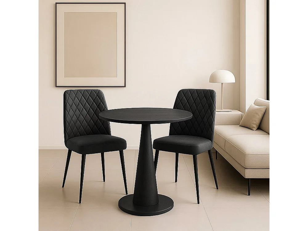 Alma eetkamerstoel in donkergrijs nubuck microvezel met zwarte metalen poten