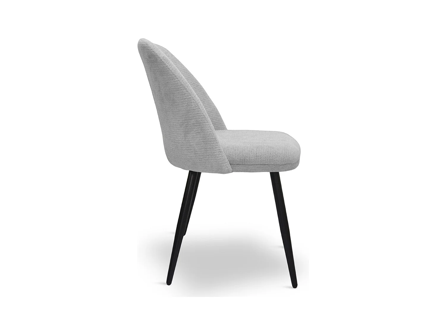 Chaise de salle à manger Kety en microfibre gris clair avec pieds en métal noir