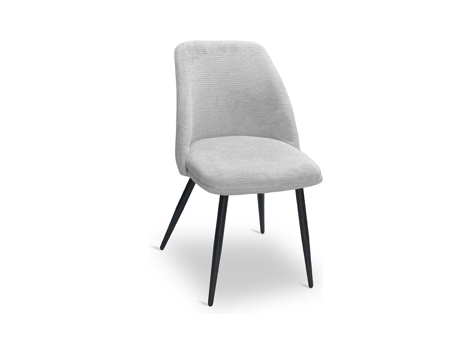 Silla de comedor Kety en microfibra gris claro con patas de metal negro