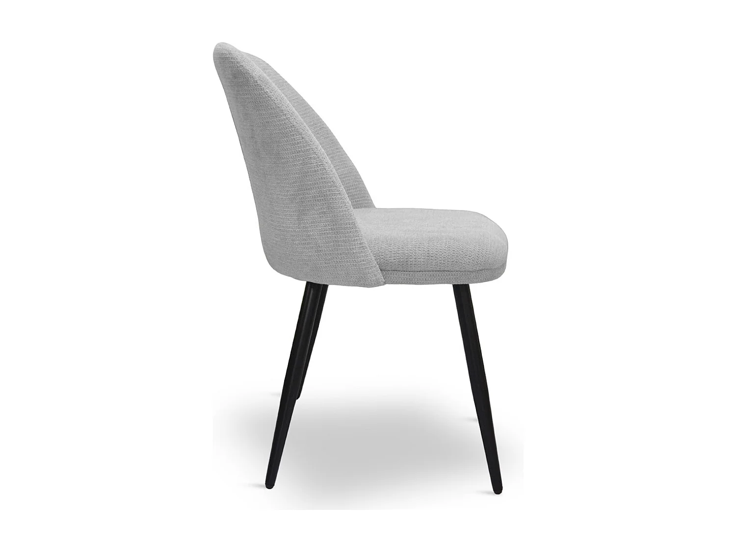 Kety eetkamerstoel in lichtgrijze microvezel met zwarte metalen poten