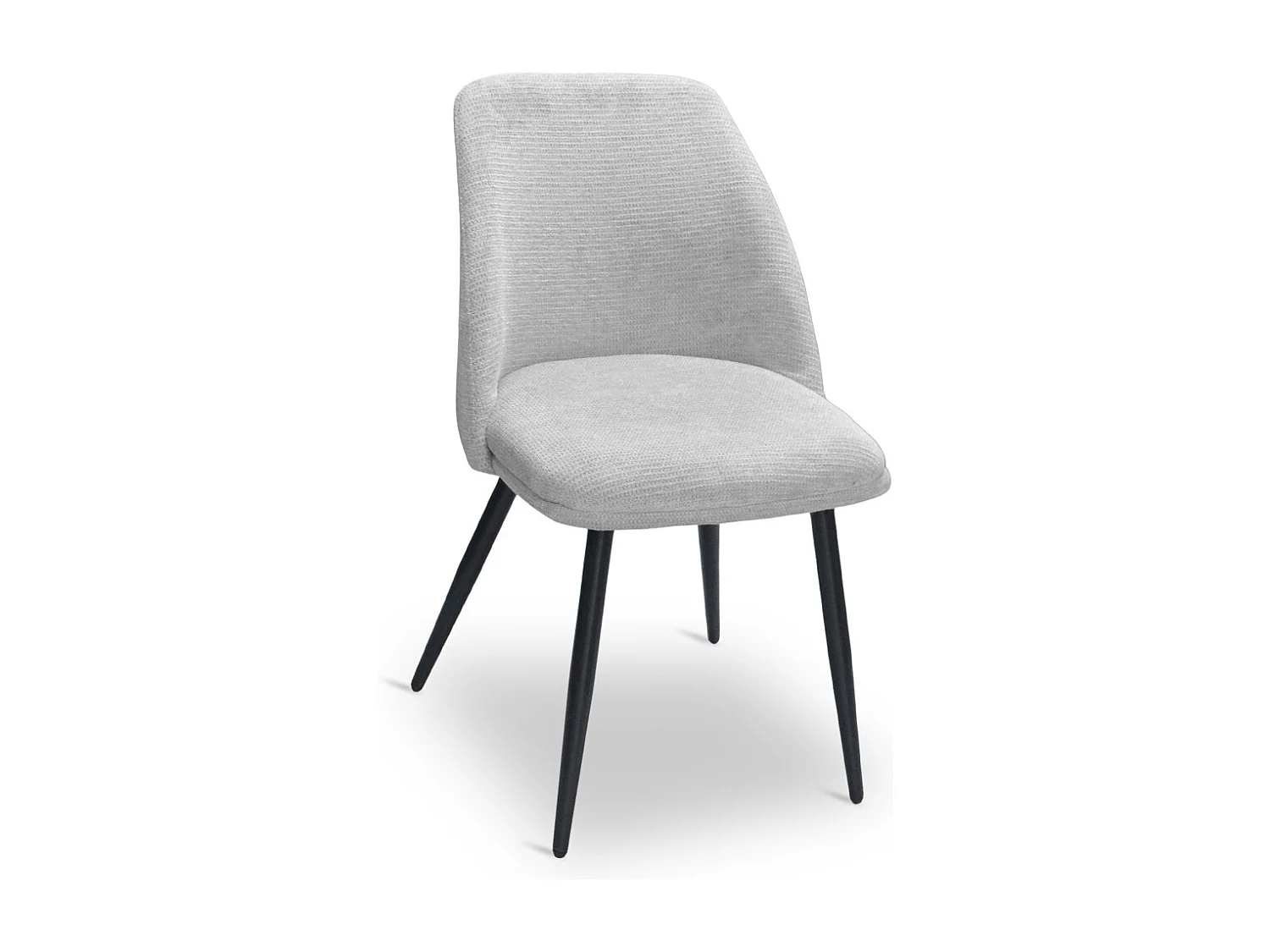 Kety eetkamerstoel in lichtgrijze microvezel met zwarte metalen poten