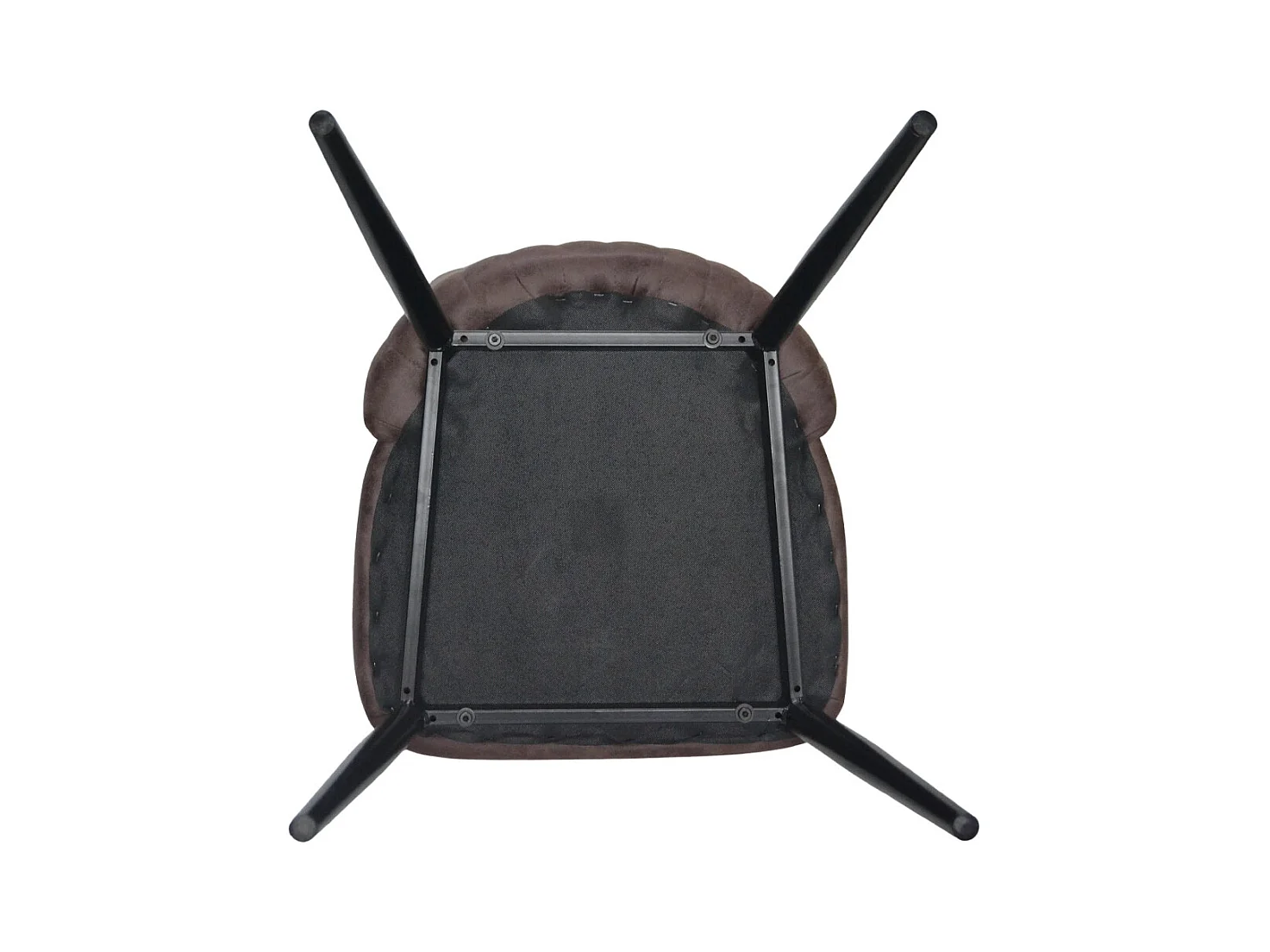 Chaise de salle à manger Alma en microfibre nubuck marron avec pieds en métal noir