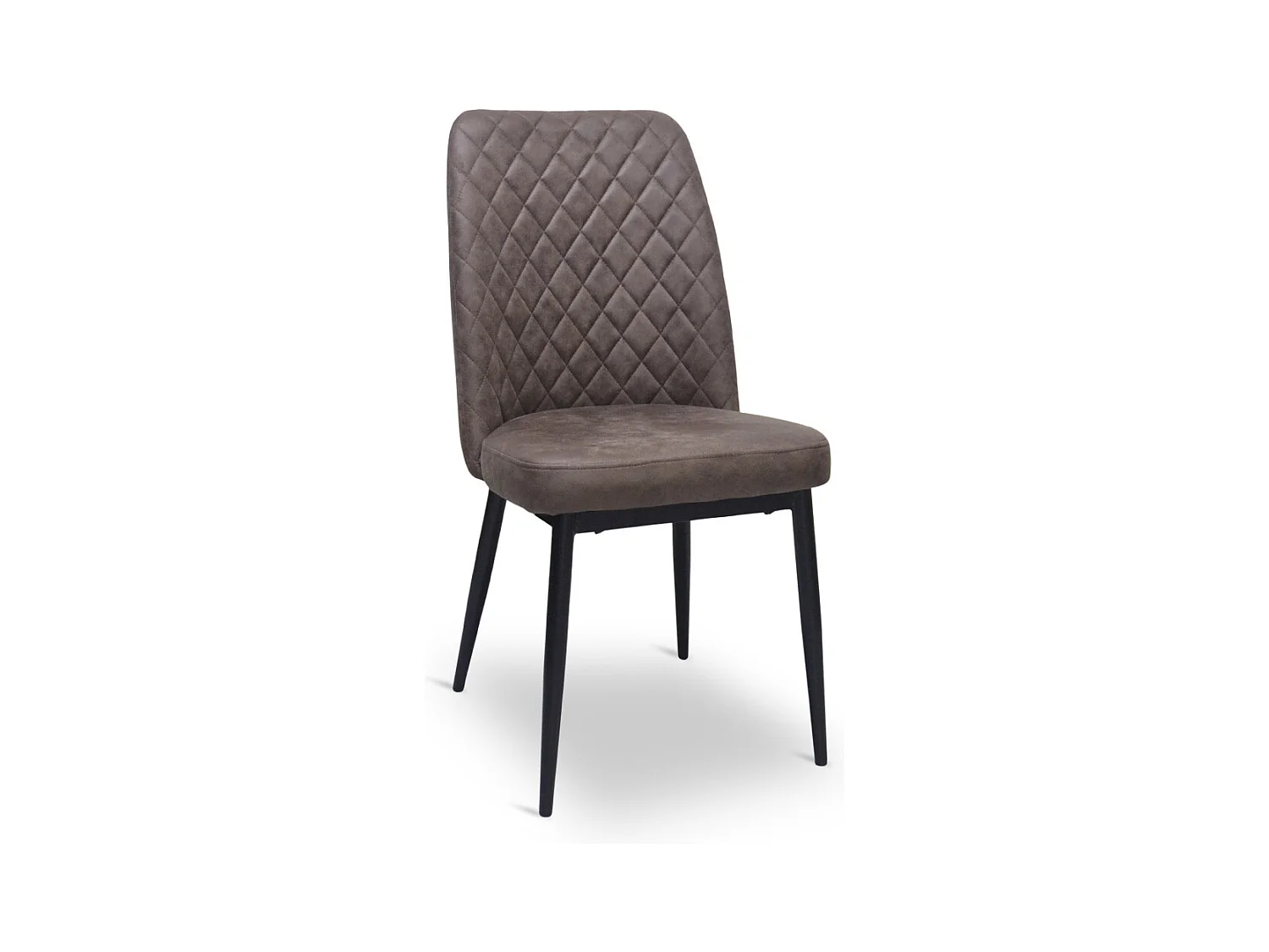 Chaise de salle à manger Alma en microfibre nubuck marron avec pieds en métal noir
