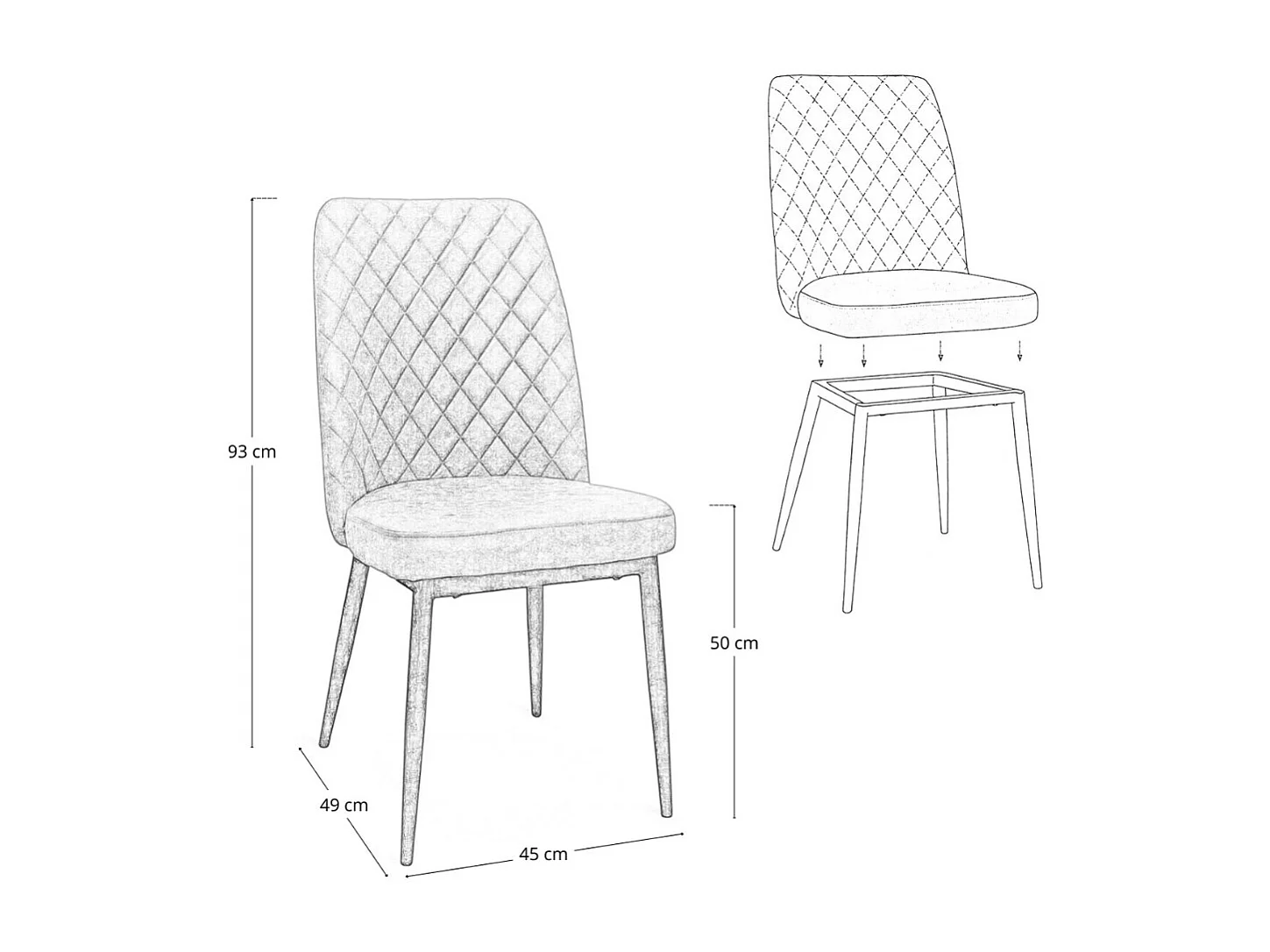 Chaise de salle à manger Alma en microfibre nubuck marron avec pieds en métal noir