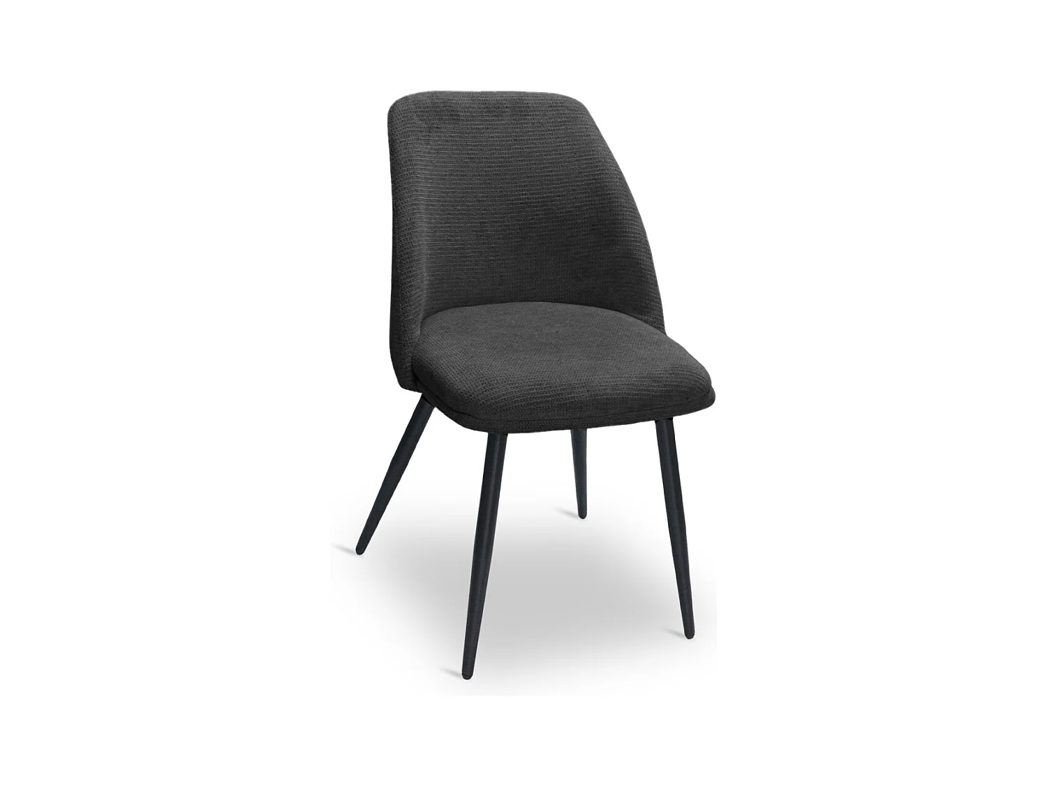 Chaise de salle à manger Kety en microfibre gris foncé avec pieds en métal noir