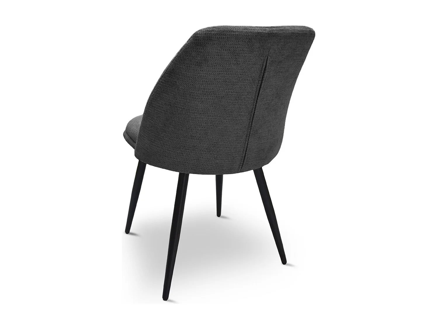 Kety eetkamerstoel in donkergrijze microvezel met zwarte metalen poten