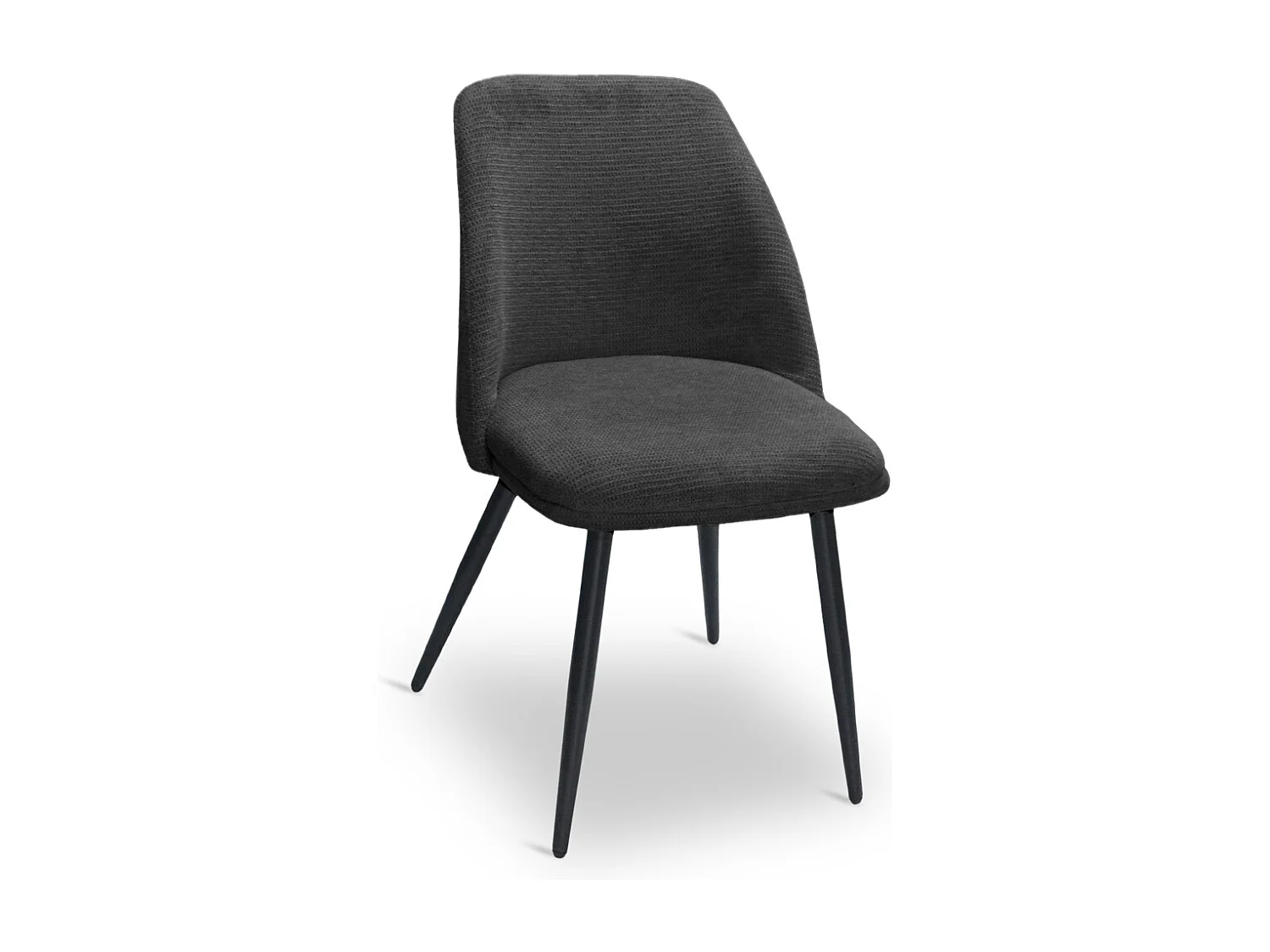 Kety eetkamerstoel in donkergrijze microvezel met zwarte metalen poten