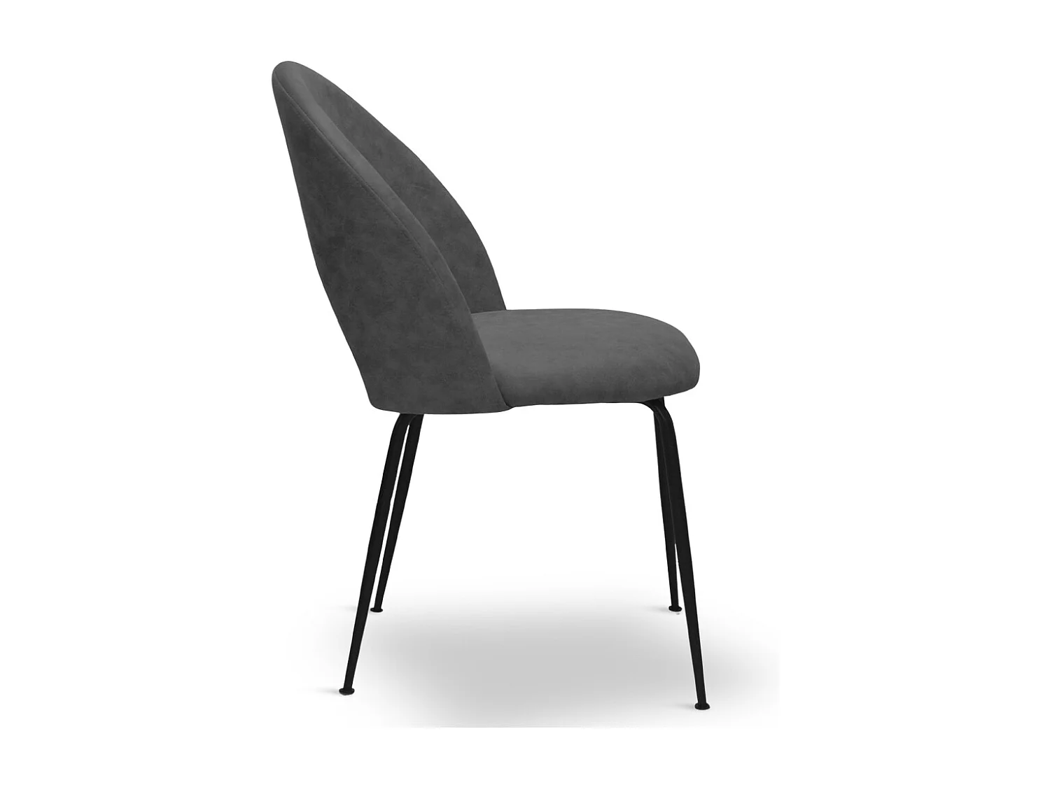 Chaise de salle à manger Paola en microfibre nubuck gris foncé avec pieds en métal noir