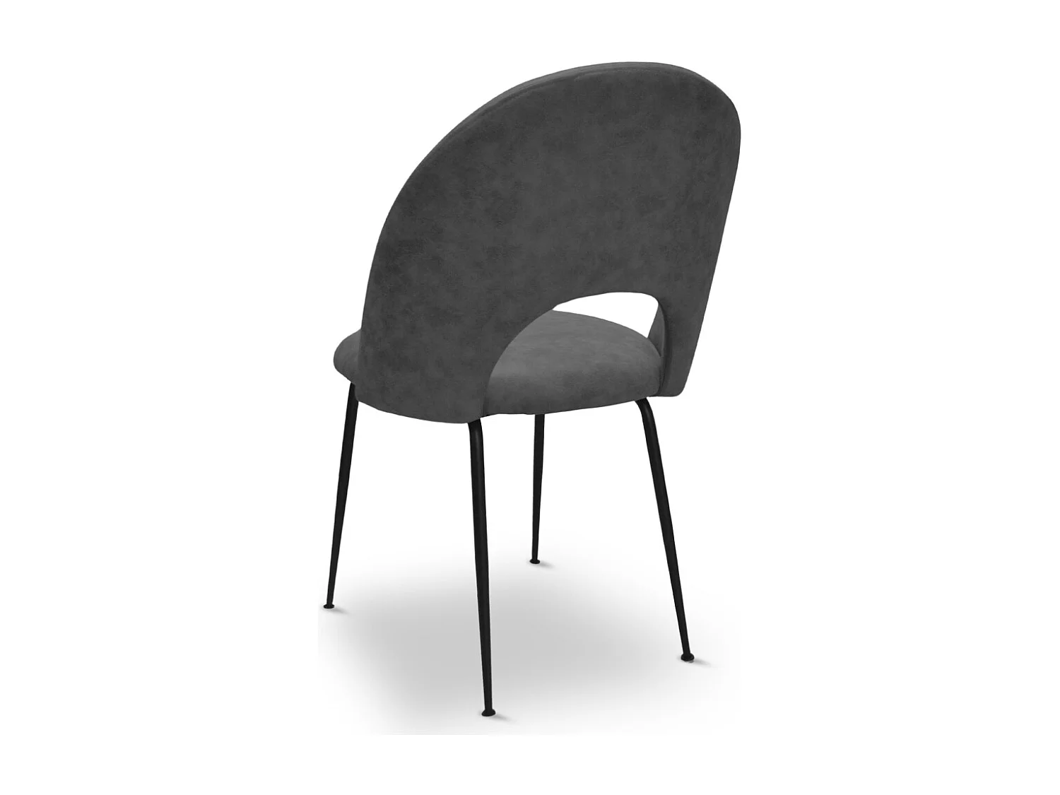 Chaise de salle à manger Paola en microfibre nubuck gris foncé avec pieds en métal noir