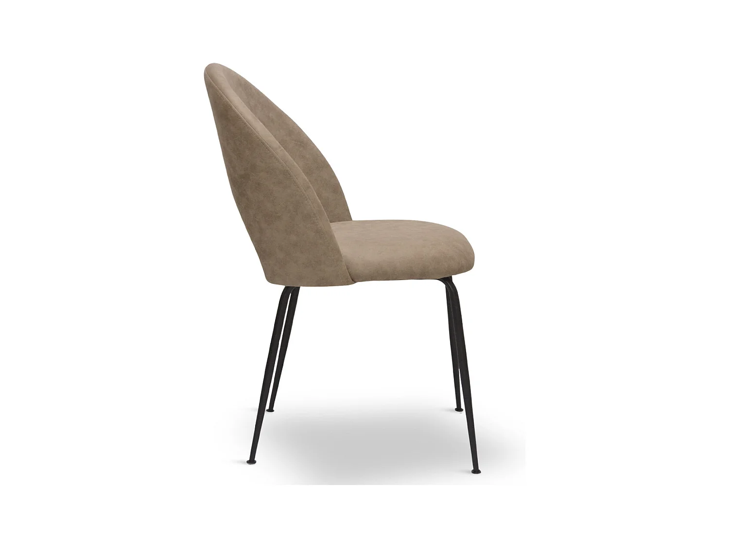 Chaise de salle à manger Paola en microfibre nubuck marron clair avec pieds en métal noir