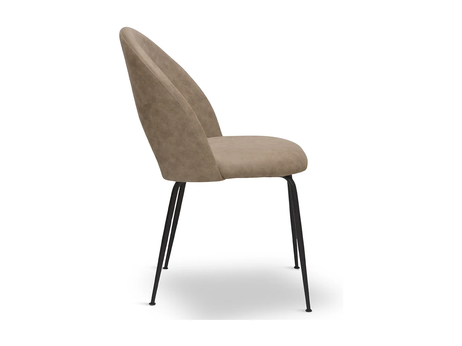 Chaise de salle à manger Paola en microfibre nubuck marron clair avec pieds en métal noir