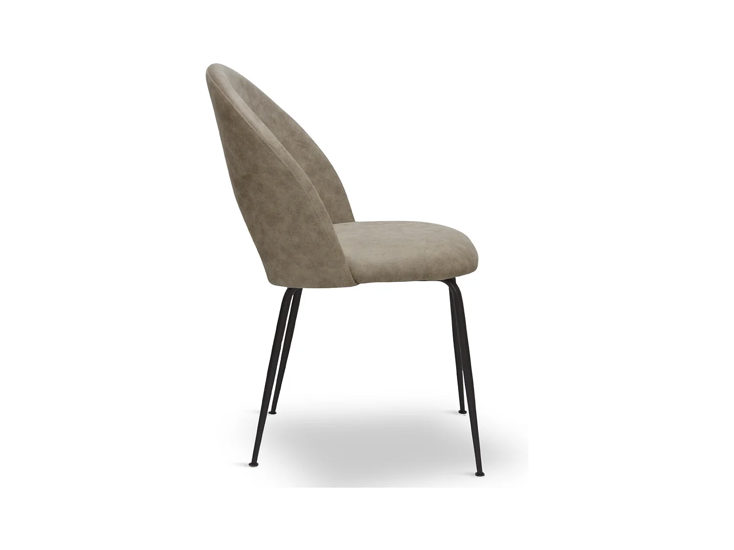 Chaise de salle à manger Paola en microfibre nubuck gris tourterelle avec pieds en métal noir