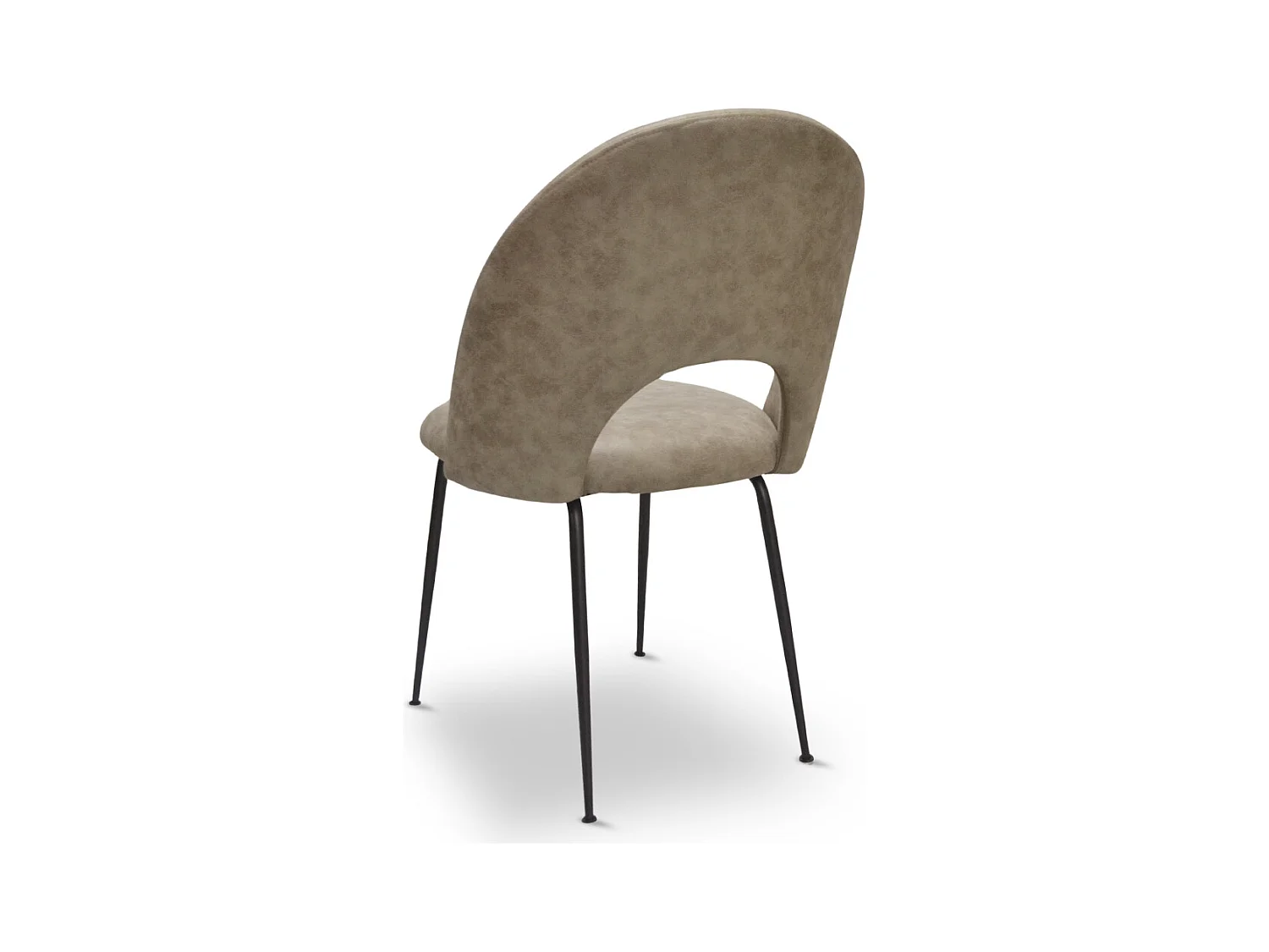 Chaise de salle à manger Paola en microfibre nubuck gris tourterelle avec pieds en métal noir